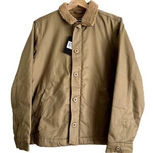 Hurley Tan‎ Men's Military Jacket-Sherpa Lined-Size Small-NWT